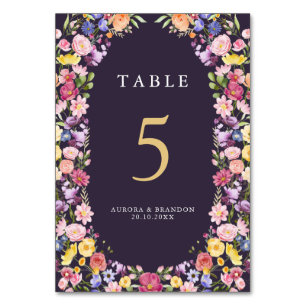 Numéro De Table Fleur sauvage de printemps coloré Meadow Garden Ma