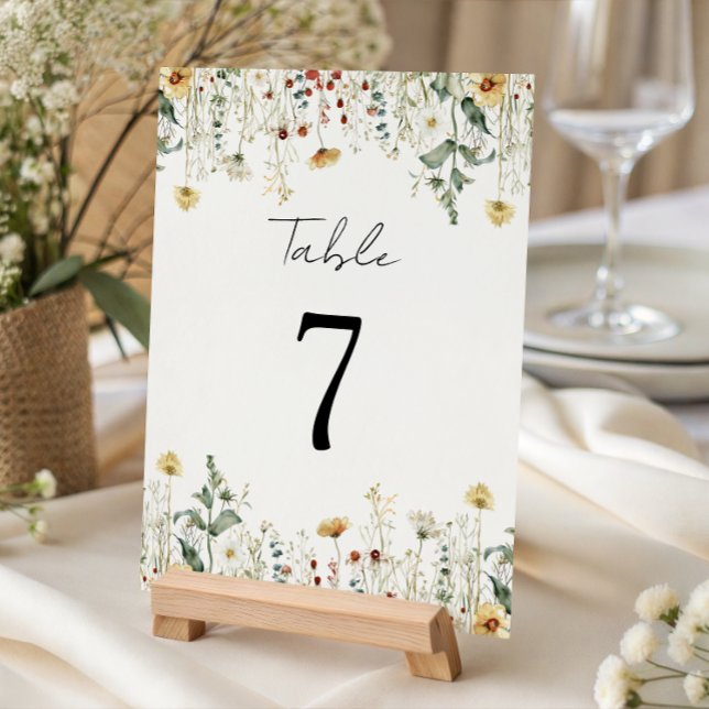 Numéro De Table Fleur sauvage d'été Mariage de terrain (Créateur téléchargé)
