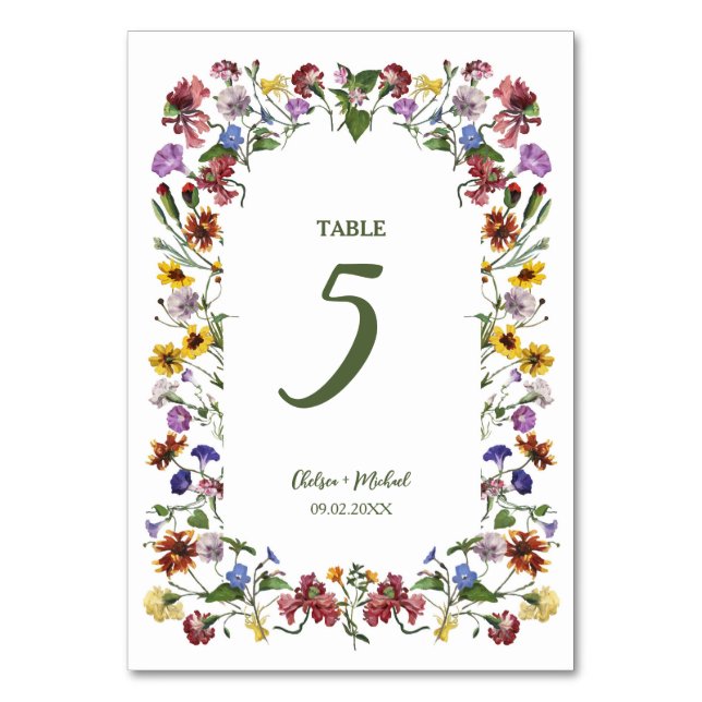 Numéro De Table Fleur sauvage Frame Rustic Boho Mariage (Par défaut)