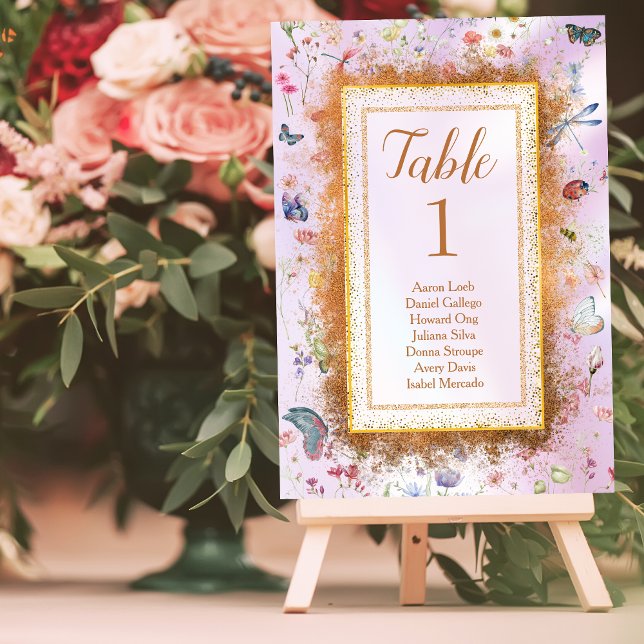 Numéro De Table Fleur sauvage lunatique Mariage rose  (Créateur téléchargé)