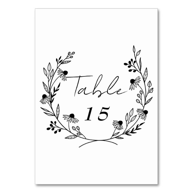 Numéro De Table Fleur Sauvage Minimale | Couronne Mariage  (Par défaut)