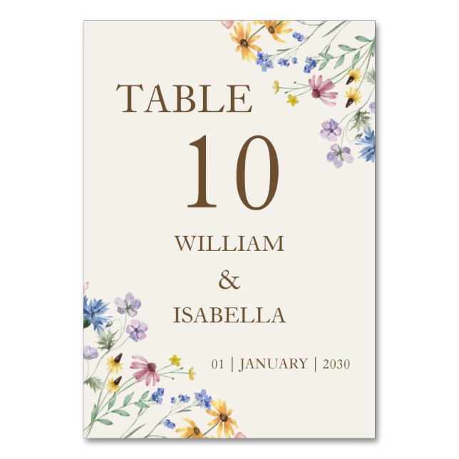 Numéro De Table Fleur sauvage pastel beige (Par défaut)