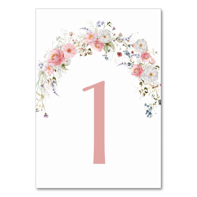 Numéro De Table Fleur sauvage printemps Arch rose Mariage blanc (Par défaut)