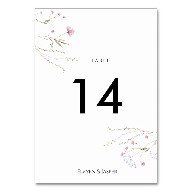 Numéro De Table Fleur sauvage rose florale moderne  (Par défaut)