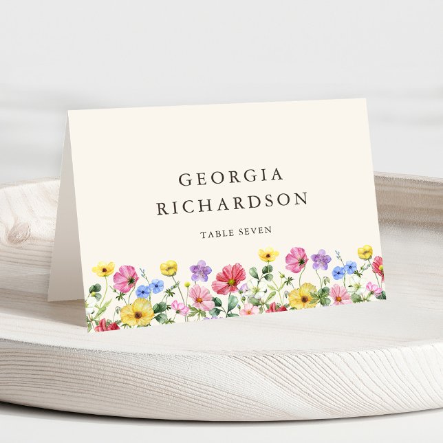 Numéro De Table Fleur sauvage Rustic Chic Mariage Boho Place Card (Wildflower Rustic Chic Floral Boho Country Wedding Guest Name place card)