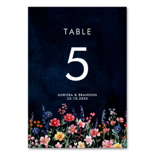 Numéro De Table Fleur sauvage Rustique Pays Boho Floral Marine Mar
