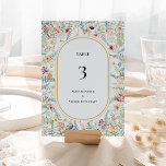 Numéro De Table Fleur sauvage vintage Fern Dusty Mariage bleu<br><div class="desc">Cette vintage foune fleur sauvage bleu mariage de table design est un arrangement élégant de cadres géométriques dorés classiques agrémentés de délicats bouquets et tiges de fleurs boho fleuris. Avec une palette d'arrière - plans bleu poussiéreux et intemporels avec une typographie noire classique simple et des fleurs sauvages fantaisistes et...</div>
