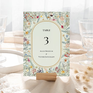 Numéro De Table Fleur sauvage vintage Fern Mint Green Mariage