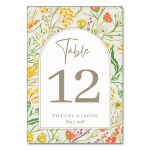 Numéro De Table Fleur sauvage Wild Meadow Mariage extérieur