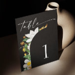 Numéro De Table Fleur vintage camélia. Mariage de script noir<br><div class="desc">Élégant script floral noir mariage Numéro de table avec floraison vintage camélia. Veuillez me contacter si vous avez besoin d'autres articles.</div>