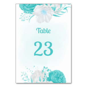 Numéro De Table fleuris blancs turquoise numéro de tableau botaniq