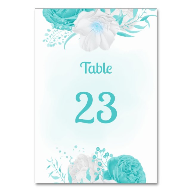 Numéro De Table fleuris blancs turquoise numéro de tableau botaniq (Par défaut)
