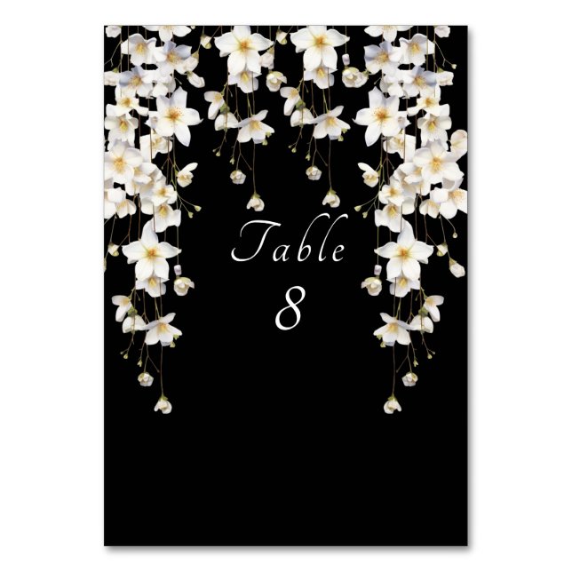 Numéro De Table Fleurs à l'aquarelle élégantes noir et blanc (Par défaut)