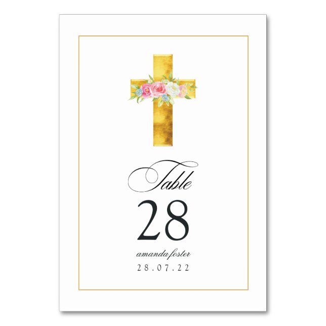 Numéro De Table Fleurs aquarelle Baptême/ Christening/ Dédicace (Par défaut)