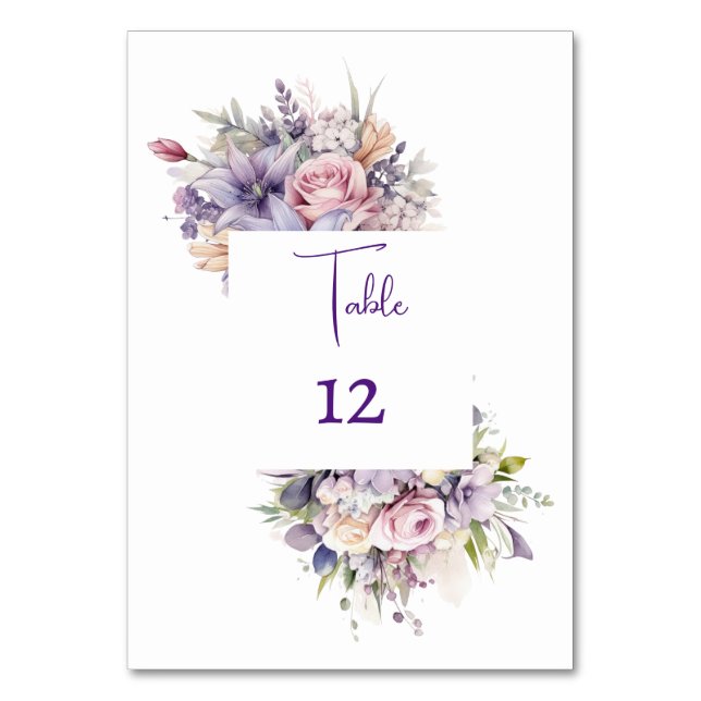 Numéro De Table Fleurs aquarelle. Mariage. (Par défaut)