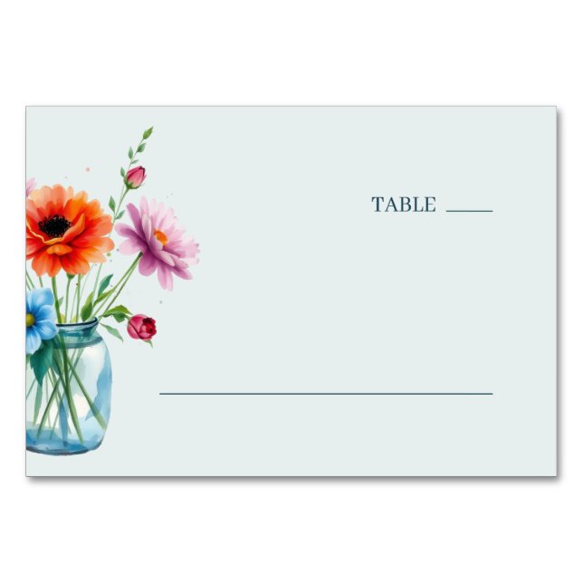 Numéro De Table Fleurs aquarelles pastel sereines (Devant)