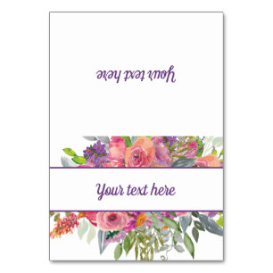 Numéro De Table Fleurs aquarelles rose violet