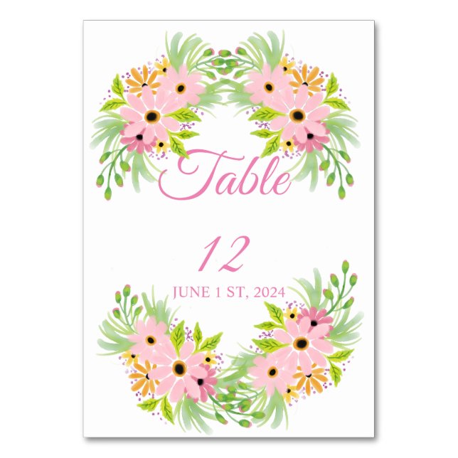 Numéro De Table Fleurs aquarelles roses Thunder_Cove  (Par défaut)