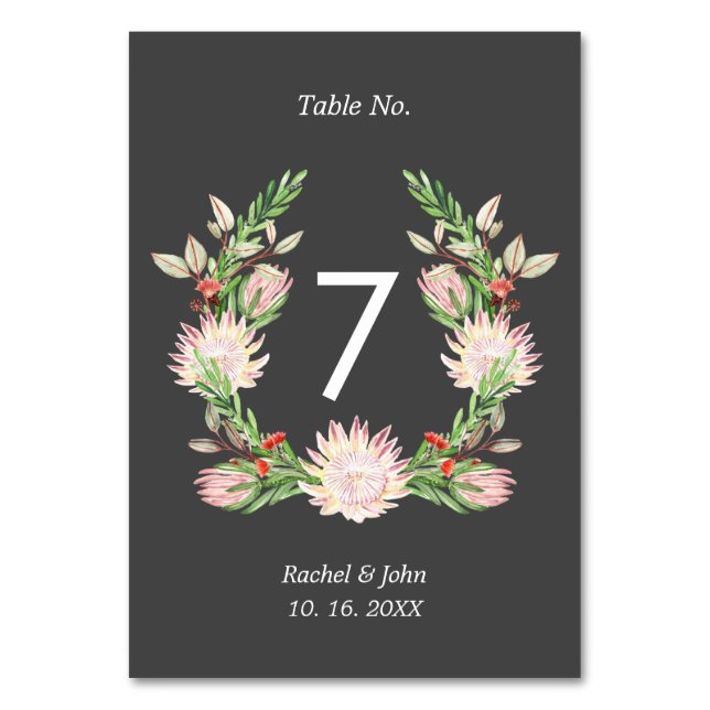 Numéro De Table Fleurs australiennes Mariages rustiques Gras Gris  (Par défaut)
