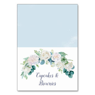 Numéro De Table Fleurs blanches classiques Étiquettes de buffet
