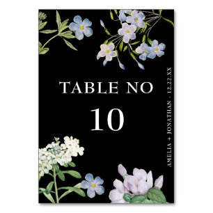 Numéro De Table Fleurs Blanches Élégantes Mariage Noir