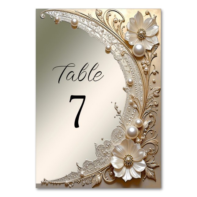 Numéro de table Fleurs blanches modernes Perles (Par défaut)