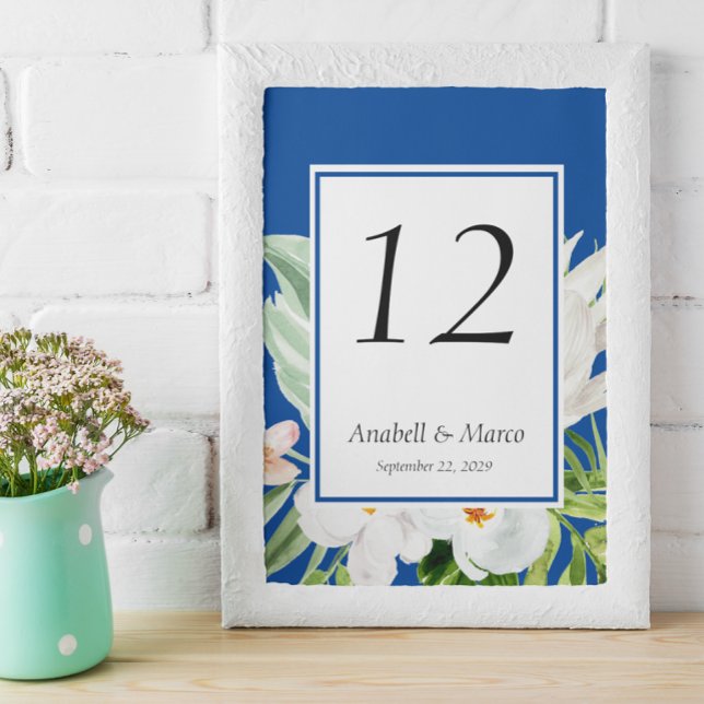 Numéro de table Fleurs Bleues et Blanches (Créateur téléchargé)