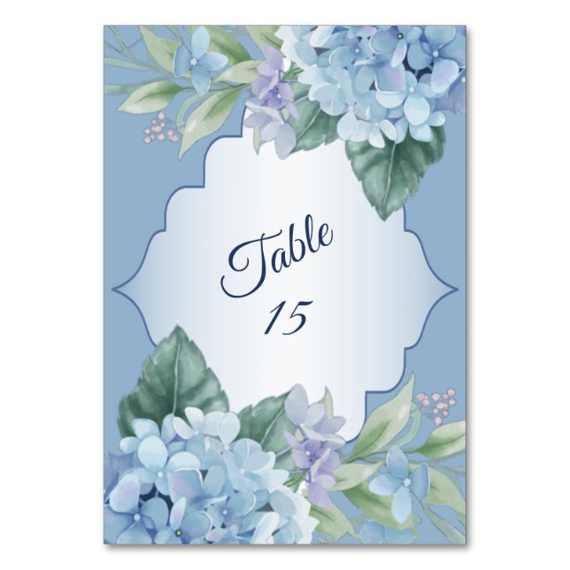Numéro De Table Fleurs Bleues Feuilles Vertes Cadre Mariage Fête (Par défaut)