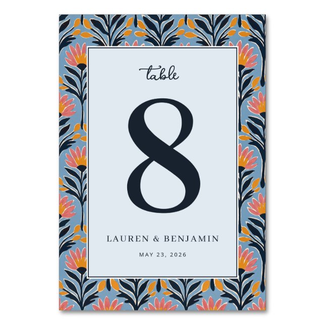 Numéro De Table Fleurs bleues joyeuses (Par défaut)