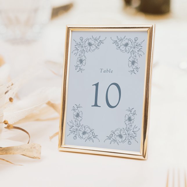 Numéro De Table Fleurs bleues vintage (Vintage Blue Floral Table Number
)
