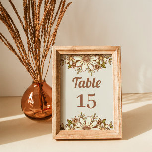 Numéro De Table Fleurs Boho Retro   MARIAGE