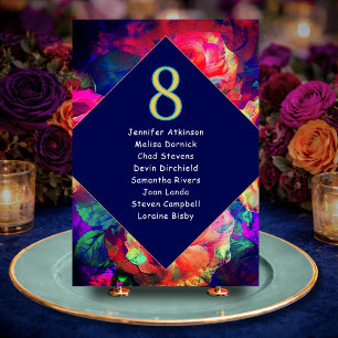 Numéro De Table Fleurs colorées lumineuses chic plan de table de m