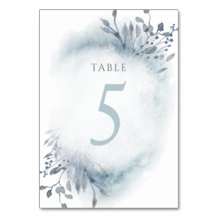 Numéro De Table fleurs d'aquarelle bleu poussiéreux Tableau Numéro