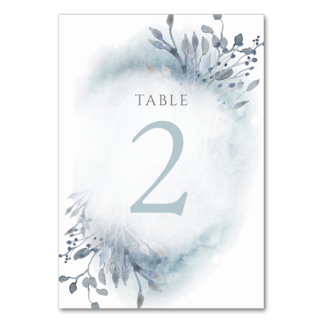 Numéro De Table fleurs d'aquarelle bleu poussiéreux Tableau Numéro (Par défaut)