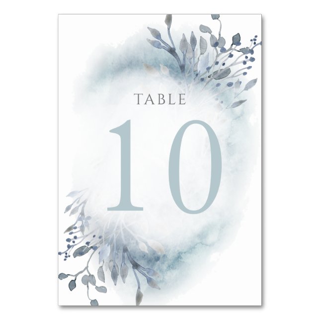 Numéro De Table fleurs d'aquarelle bleu poussiéreux Tableau Numéro (Par défaut)