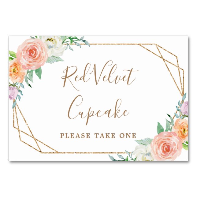 Numéro De Table Fleurs d'aquarelle géométrique Mariage Étiquette a (Devant)