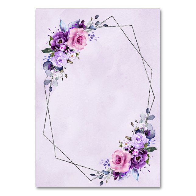 Numéro De Table Fleurs d'aquarelle rose clair Lilac violet (Par défaut)