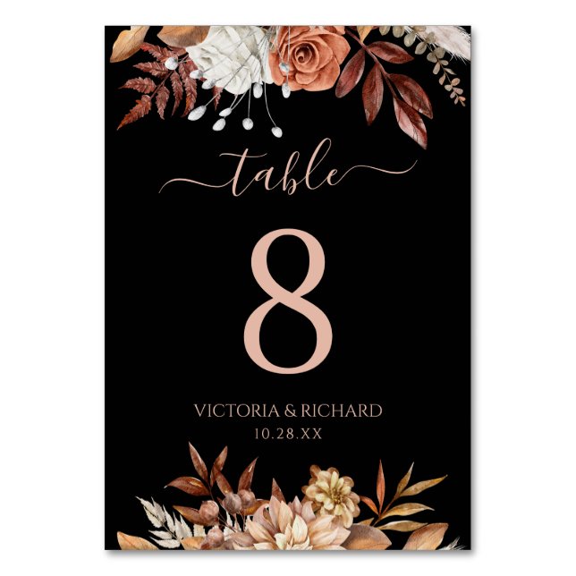 Numéro De Table Fleurs d'automne en terre cuite Mariage d'automne  (Par défaut)