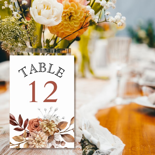 Numéro De Table Fleurs d'automne et feuillage tombent mariage de t (Créateur téléchargé)