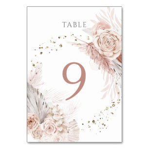 Numéro De Table fleurs de boho d'aquarelle Numéro du tableau 9