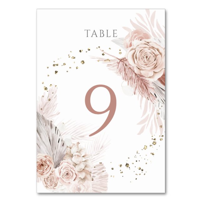 Numéro De Table fleurs de boho d'aquarelle Numéro du tableau 9 (Par défaut)