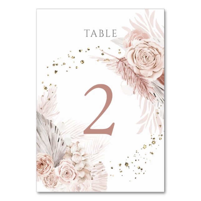 Numéro De Table fleurs de boho d'aquarelle Tableau Numéro 2 (Par défaut)