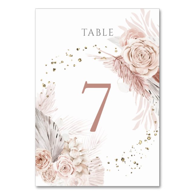 Numéro De Table fleurs de boho d'aquarelle Tableau Numéro 7 (Par défaut)