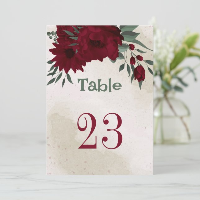 numéro de table fleurs de Bourgogne verdure (Debout devant)