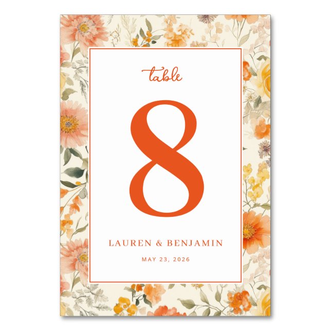 Numéro De Table Fleurs de Corail Romantiques (Par défaut)