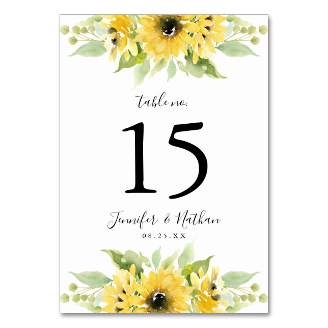 Numéro De Table Fleurs de couleur aquarelle | Mariage personnalisé (Par défaut)