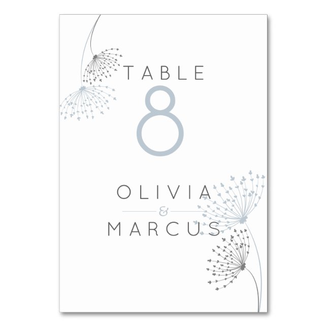 Numéro De Table Fleurs de Doodle minimes simples bleu et gris pous (Par défaut)