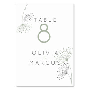 Numéro De Table Fleurs de gribouillis minimes simples Sage vert et