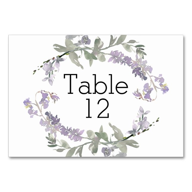 Numéro De Table Fleurs de Lavande Aquarelle Fleurie (Devant)
