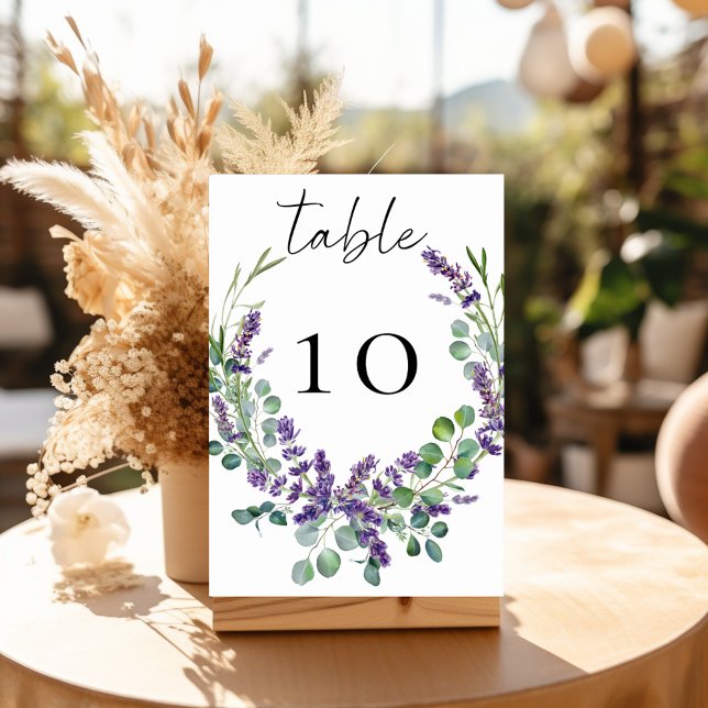 Numéro De Table Fleurs de lavande de mariage verdure d'eucalyptus (Créateur téléchargé)